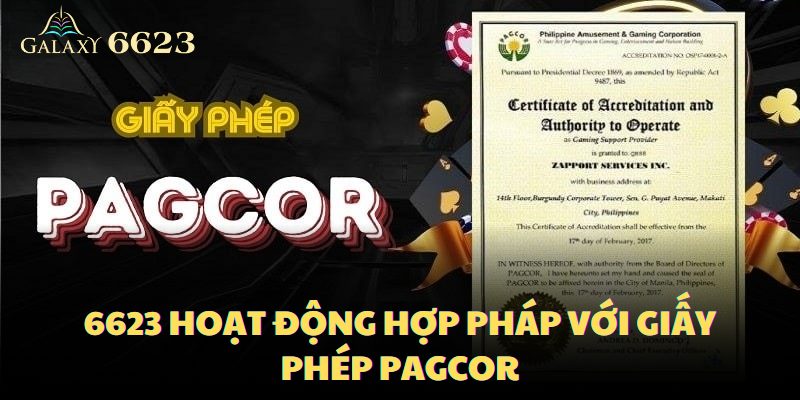 6623 hoạt động hợp pháp trên thị trường cá cược với giấy phép PAGCOR